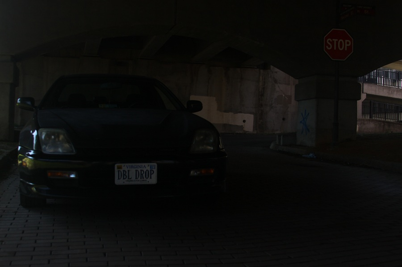 Under a bridge.